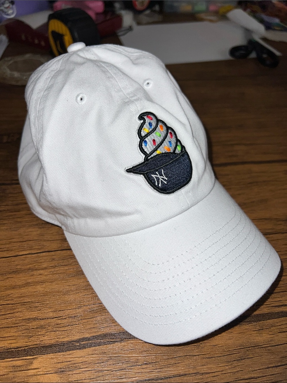 '47 White New York Yankees Ice Cream Cap with Multicolor Sprinkles-‎ OS